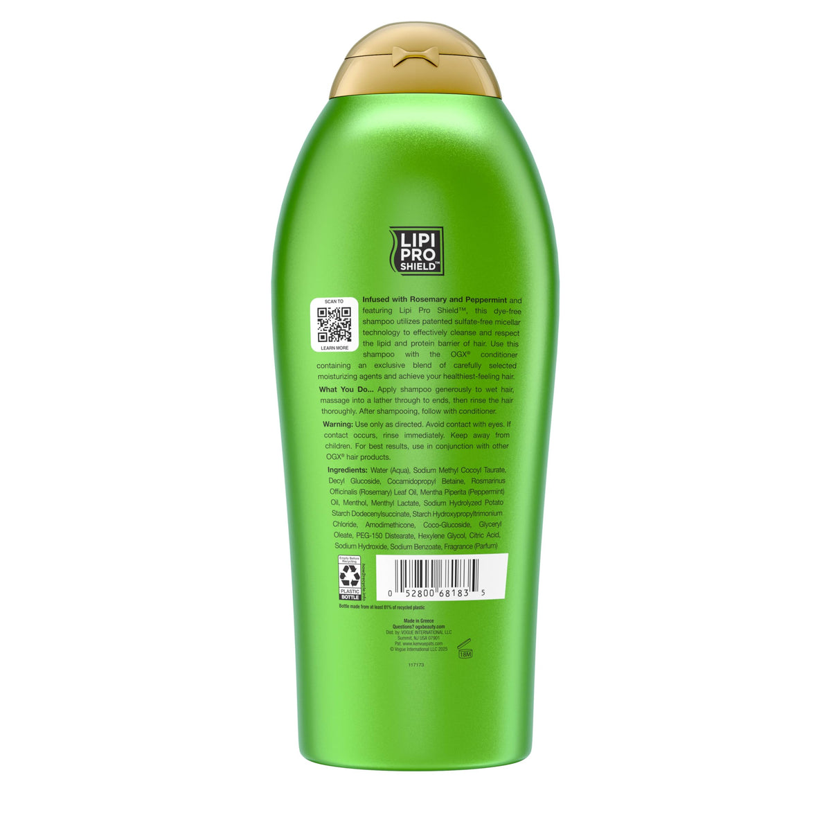 OGX shampoo lathered on wet hair in shower showing cleansing action