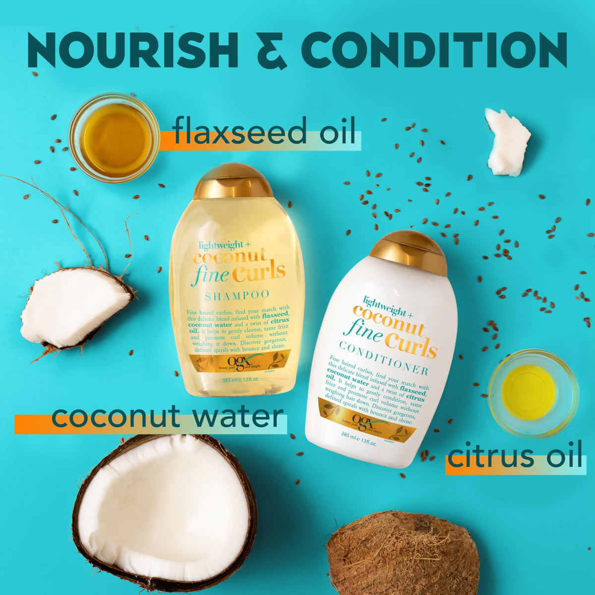 OGX creamy conditioner texture dispensed to show lightweight feel