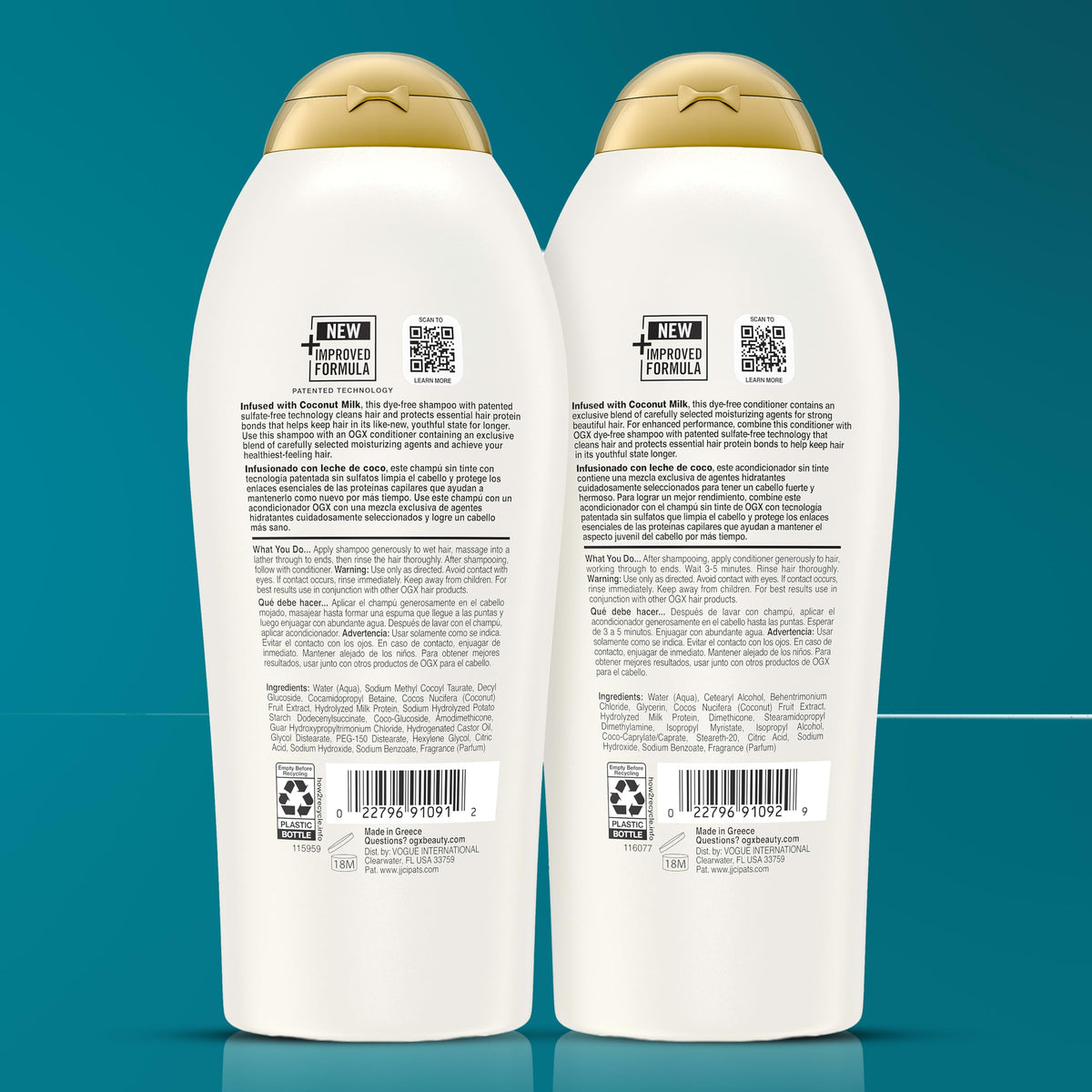 OGX before and after hair photo showing improved shine and smoother texture