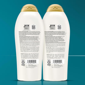 OGX before and after hair photo showing improved shine and smoother texture
