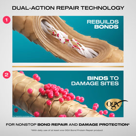 OGX Damage Remedy oil droplet on finger demonstrating deep hydration
