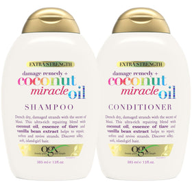 OGX front packaging showing shampoo and conditioner for visible brand and ease
