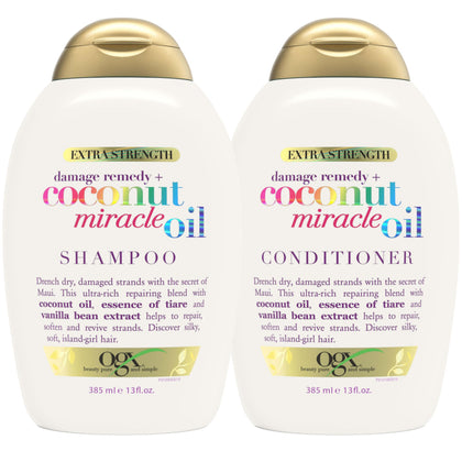 OGX front packaging showing shampoo and conditioner for visible brand and ease