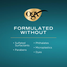 OGX product label close-up showing ingredients for volumizing effect