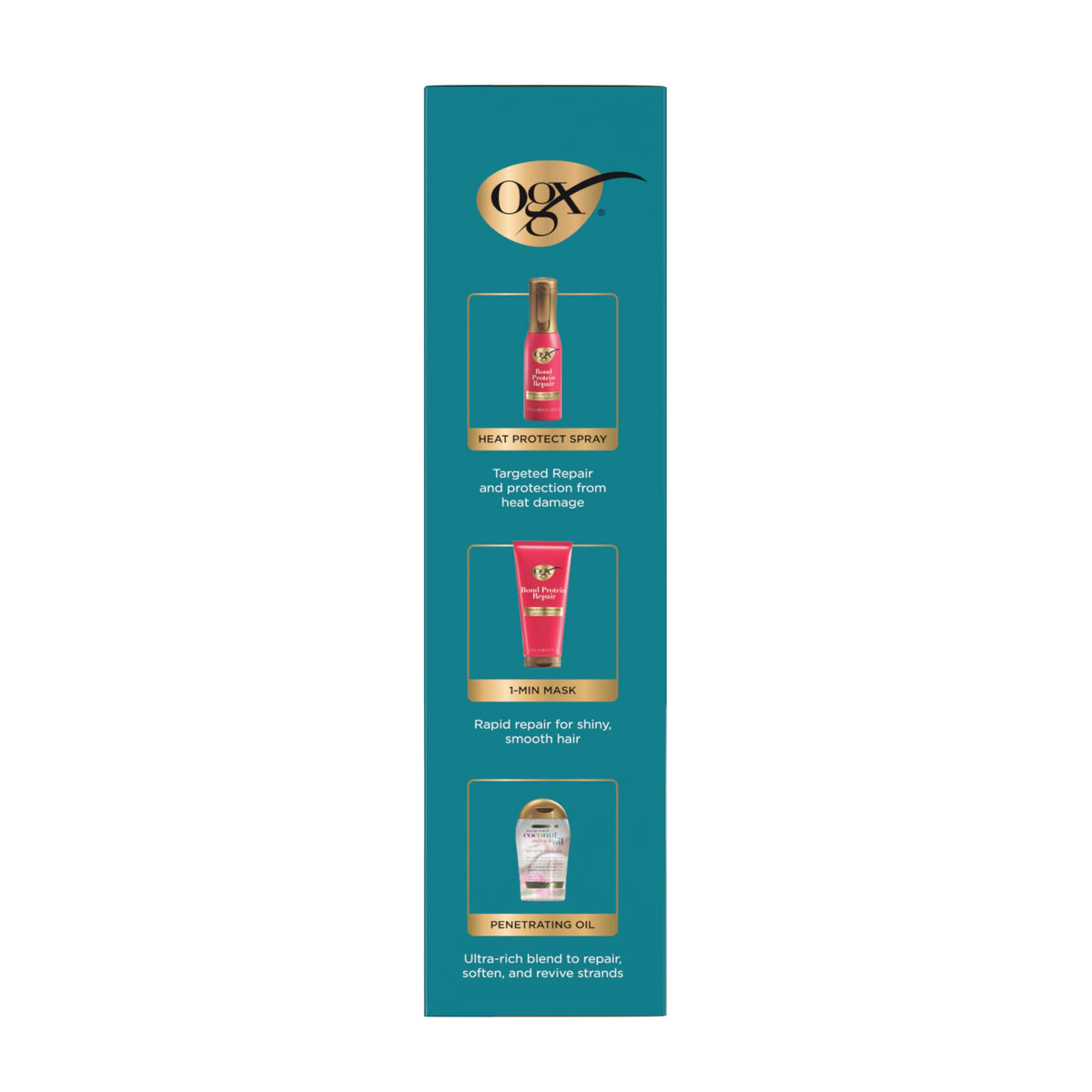 OGX products used during blow-dry demonstrating heat protection benefit