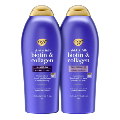 OGX front packaging showing shampoo and conditioner for fuller hair