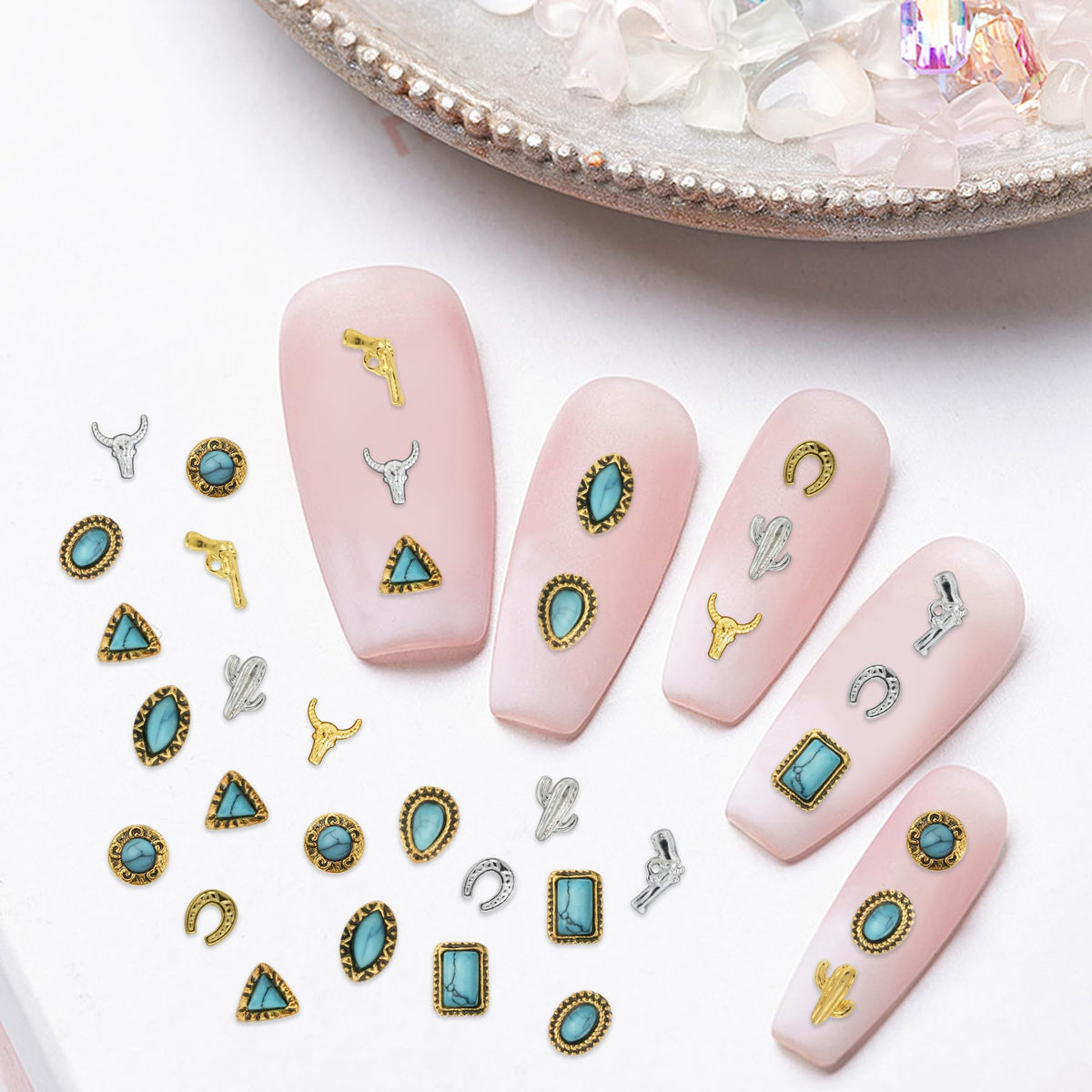 Ohmique charms beside ruler showing size scale and application ease