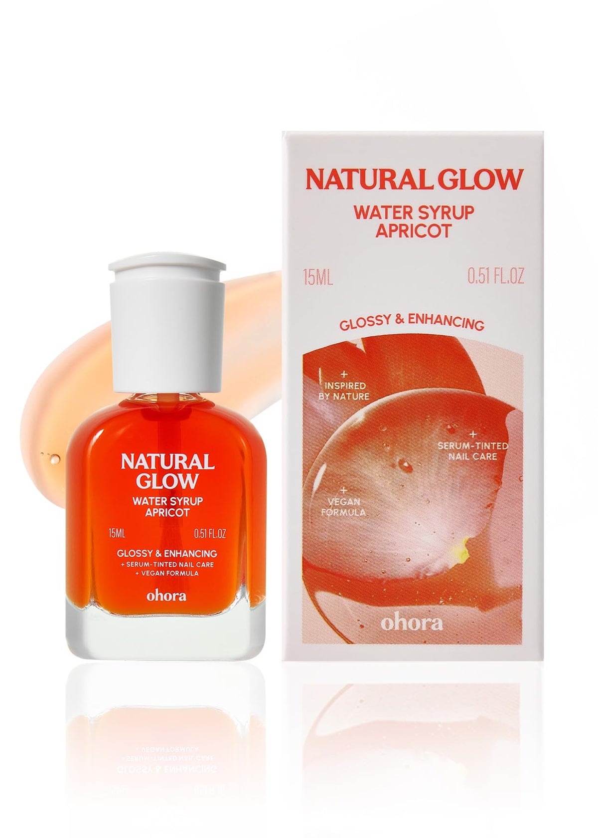 ohora bottle front view showing apricot tint and compact size benefit