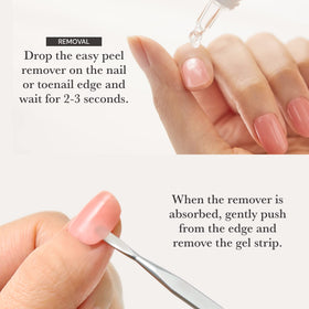 ohora tool in use pressing a gel strip for smoother, bubble-free polish finish