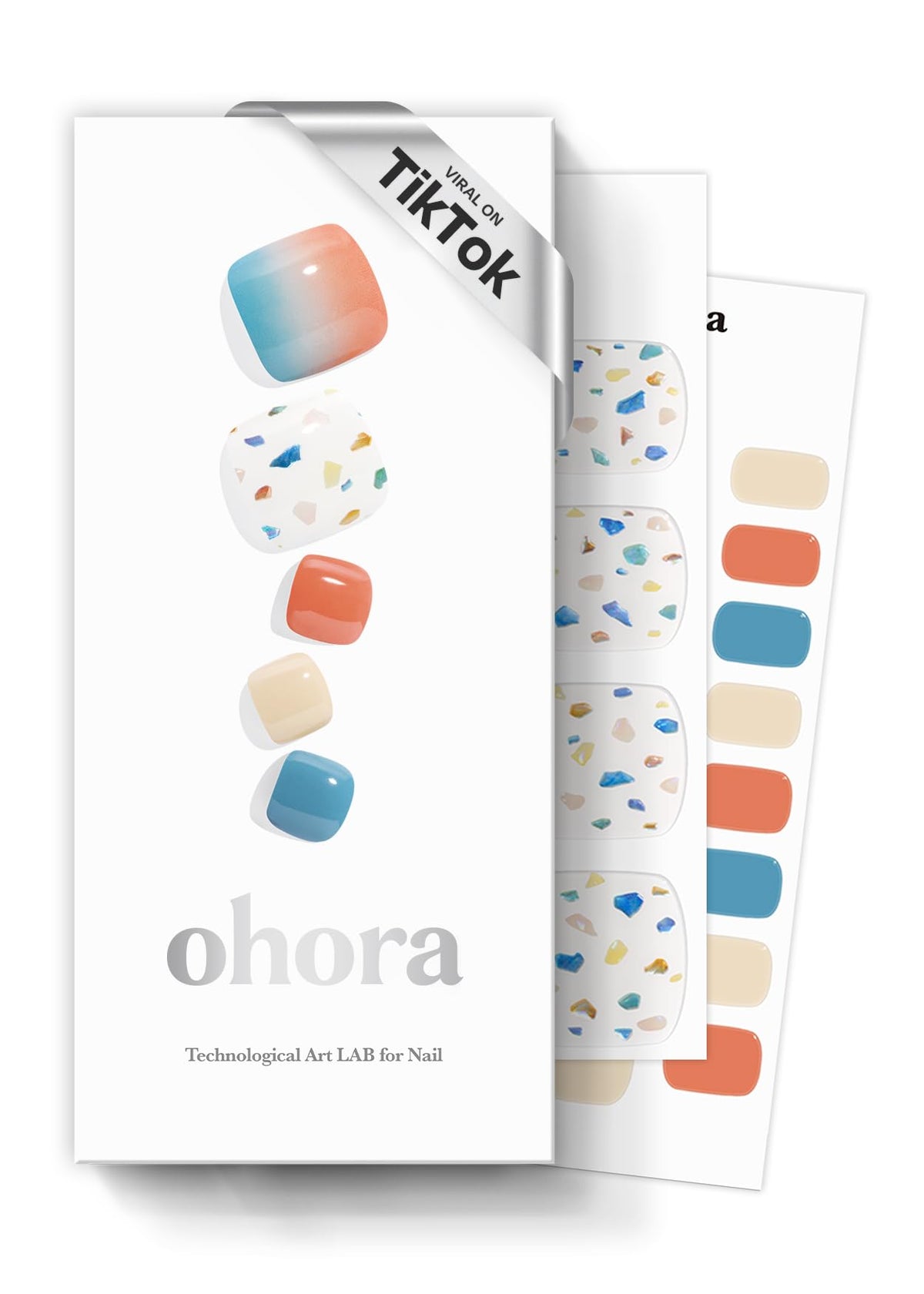 ohora front box showing pedi strips and included tools for easy at-home pedicure