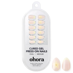 ohora medium oval nails on a hand showing natural fit and comfortable wear