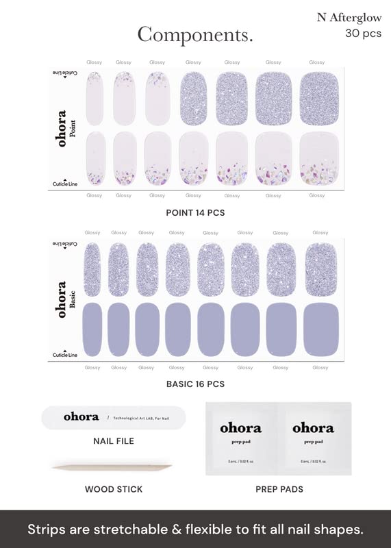 ohora open box showing 15 sizes of strips for precise nail fit