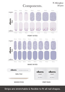 ohora open box showing 15 sizes of strips for precise nail fit