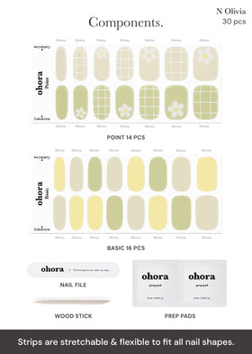 ohora prep pads, file, and wooden stick ready for flawless application