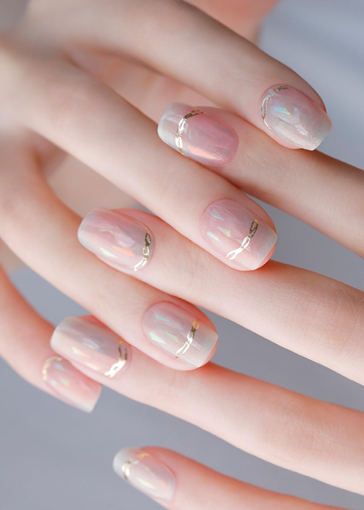 ohora close-up texture of gel strip highlighting holographic shine and smooth finish