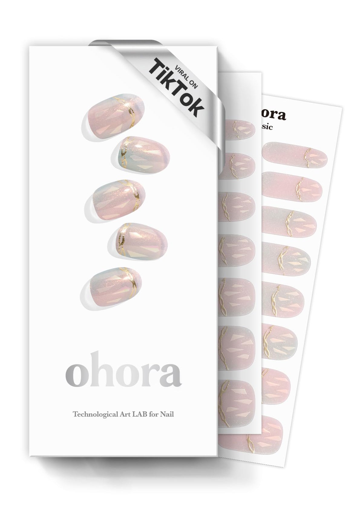 ohora front packaging showing N Pink Mermaid design and included tools for easy application