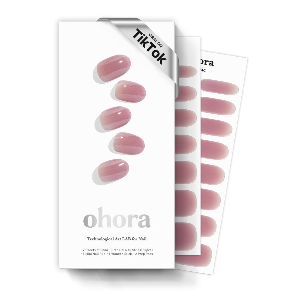 ohora front packaging showing N Plum Veil and included tools for easy at-home gel