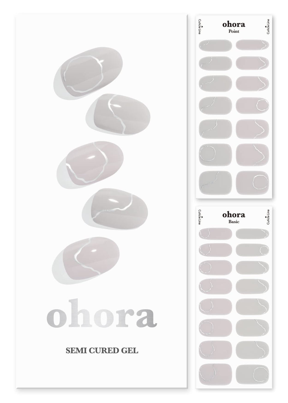 ohora front packaging showing nude metallic strips and included tools for easy setup