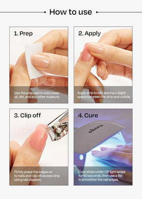 ohora included tools: prep pads, file, wooden stick displayed for clean application