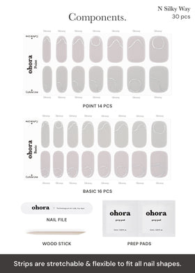 ohora display of 15 sizes showing perfect-fit options for varied nail shapes benefit