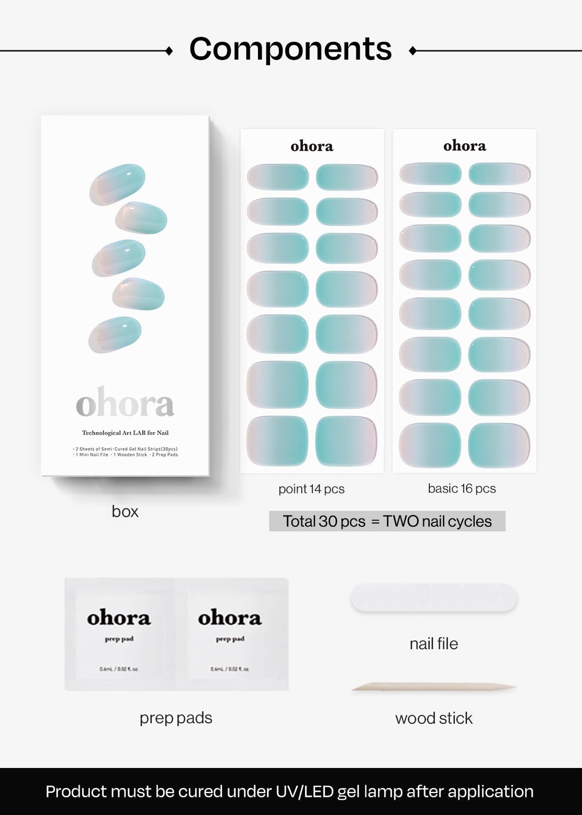 ohora included prep pads file and wooden stick for easy application