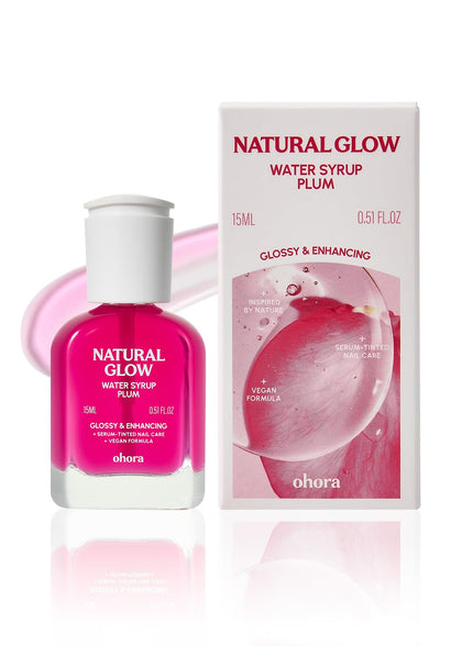 ohora front packaging showing plum tinted nail strengthener and glossy finish