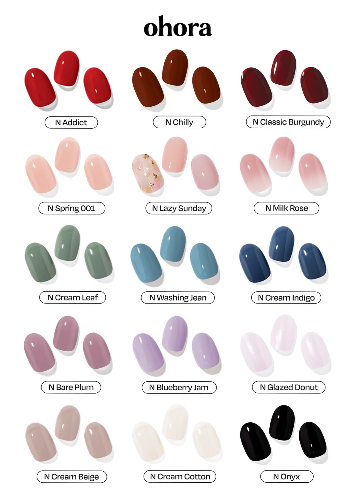 ohora size chart displaying 15 sizes for perfect fit