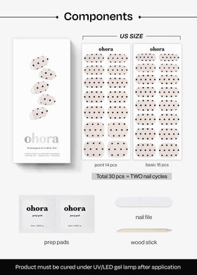 ohora size comparison on a hand illustrating fit options for varied nail shapes