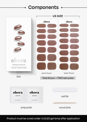 ohora size comparison with ruler showing 15 sizes for a custom fit on every nail