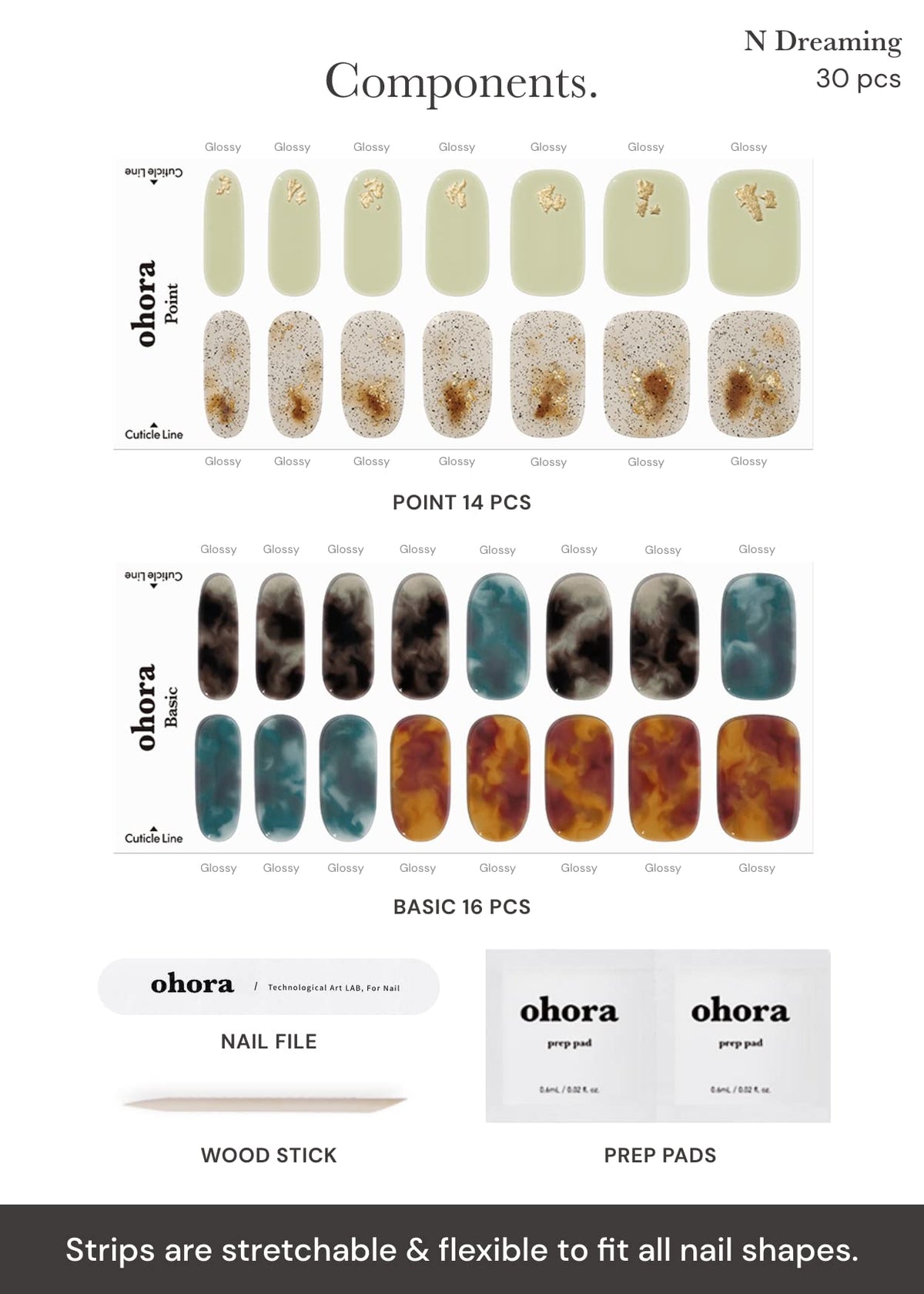 ohora chart of 15 sizes to help choose the best fit and reduce trimming