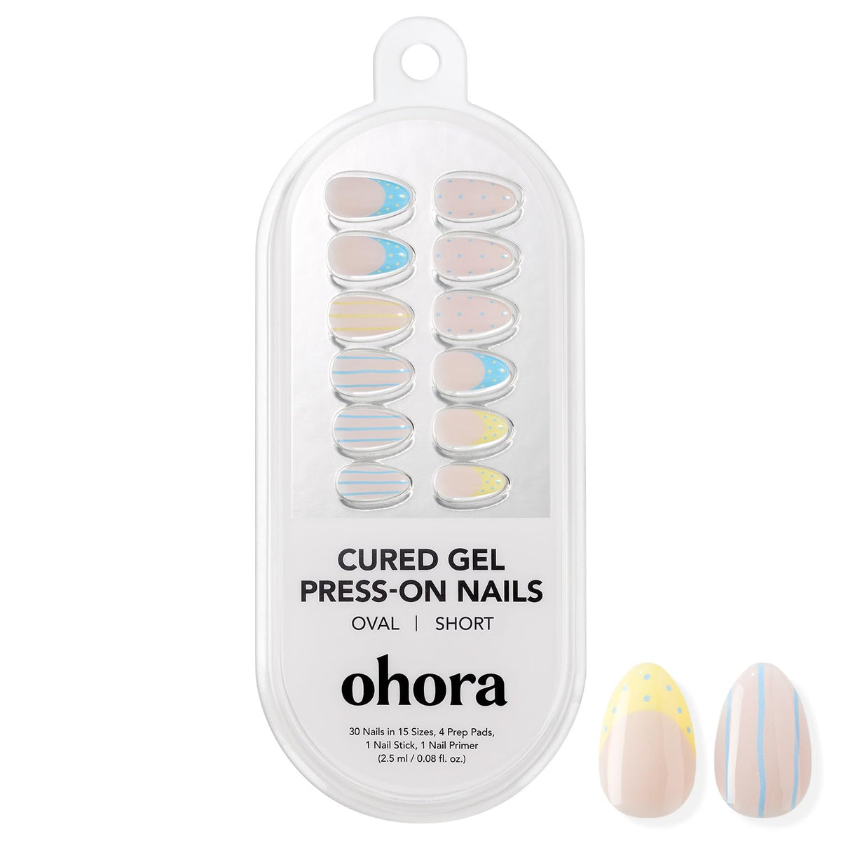 ohora stripe and dot nail pattern detail showcasing playful summer look