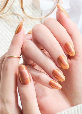 ohora close-up of golden shimmer strips highlighting smooth finish and precise design