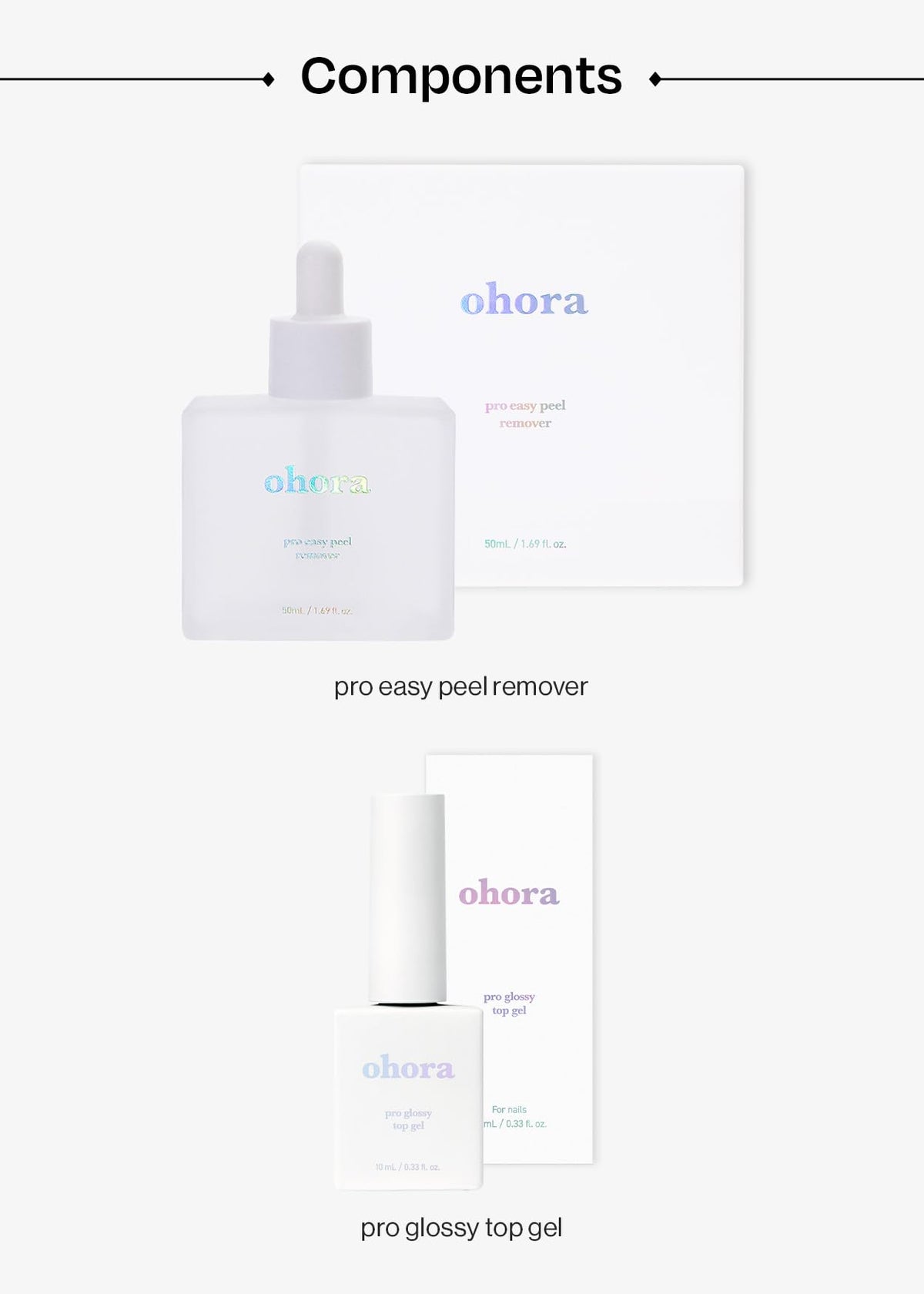 ohora tools and contents laid out for streamlined at-home manicure