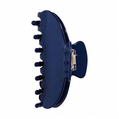OideGuiing front view of dark blue clip showing shape and polished finish for stylish hold