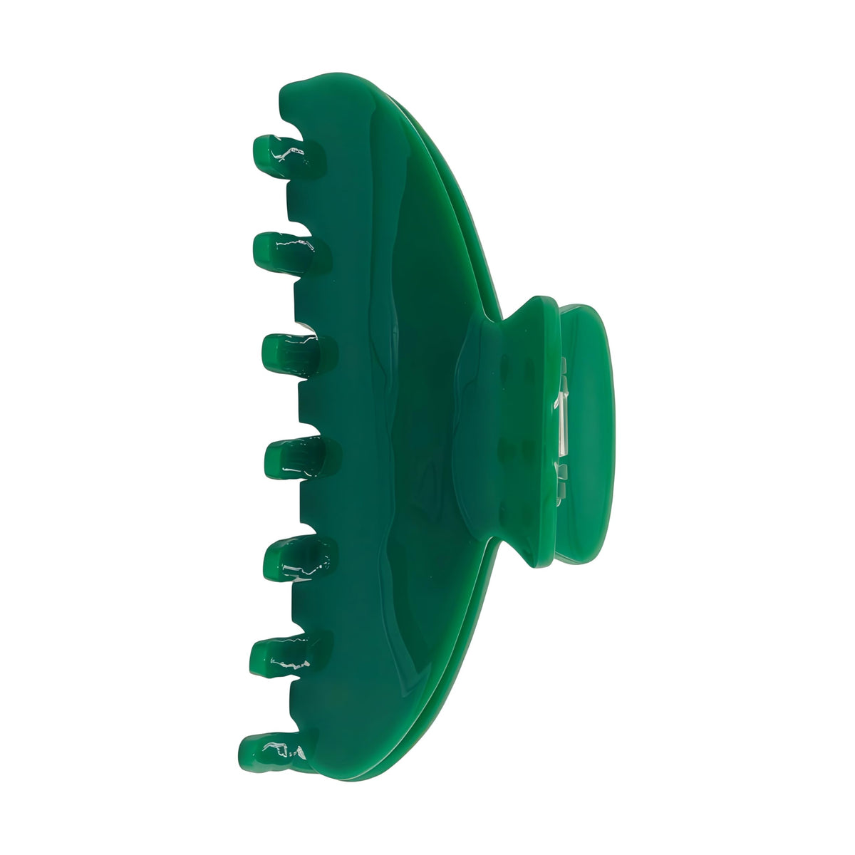 OideGuiing front view of green claw clip showing secure design and style