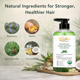 OilnGlow dispensing shampoo texture from pump for gentle cleansing