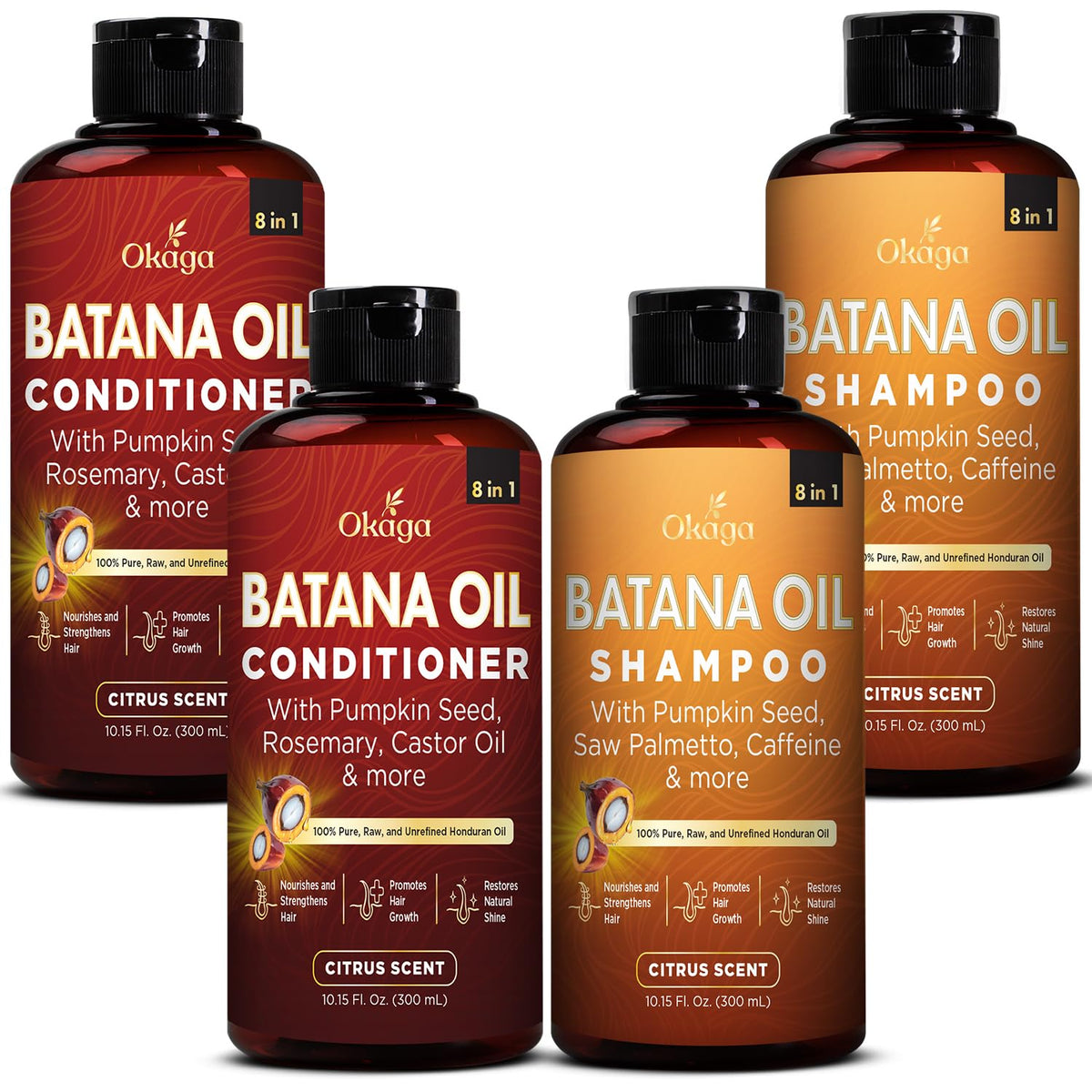 Okaga front packaging bundle showing two bottles and citrus benefit