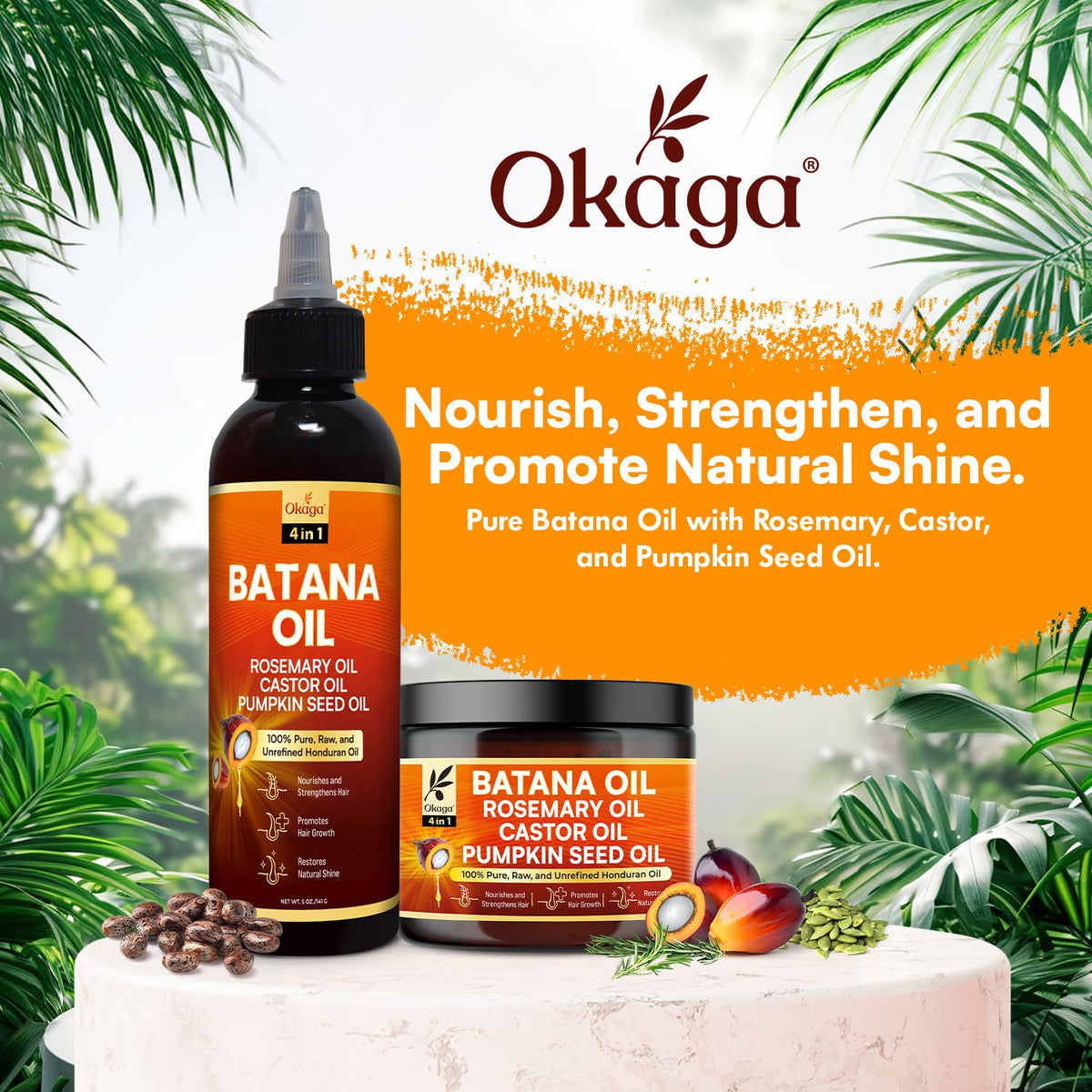 Okaga liquid batana oil dropper close-up showing quick absorption benefit