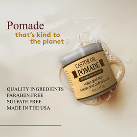 OKAY pomade applied to beard demonstrating defined style and conditioning benefit