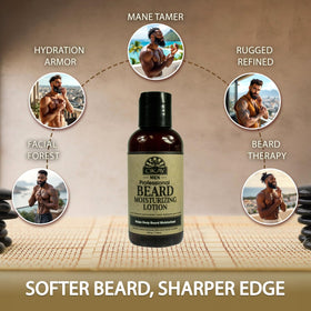 OKAY applying lotion to beard demonstrating softening and manageability benefit