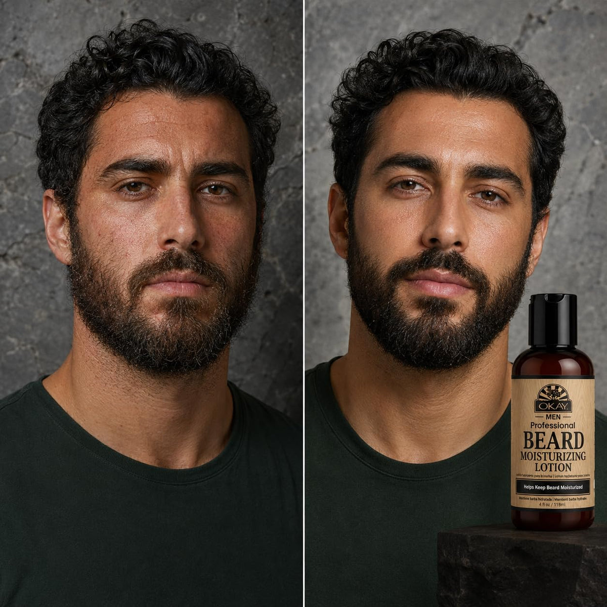 OKAY lotion texture pouring from bottle showing lightweight hydration benefit
