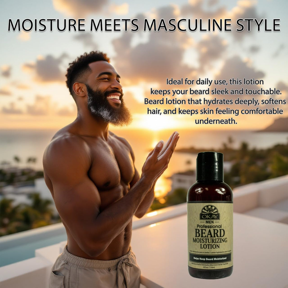 OKAY bottle inside travel dopp kit highlighting travel-ready grooming benefit