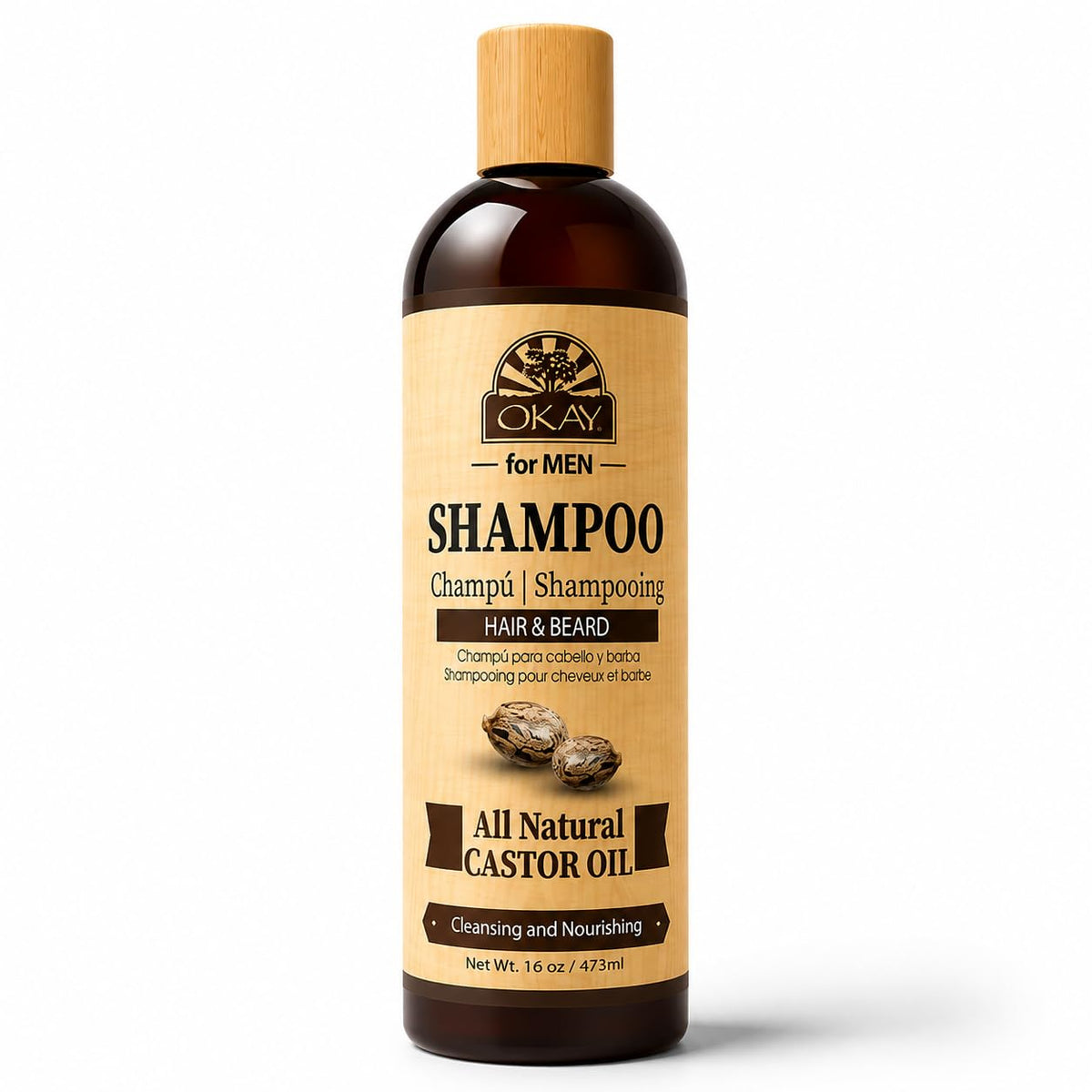 OKAY bottle front view showing branding and size, communicates product clarity