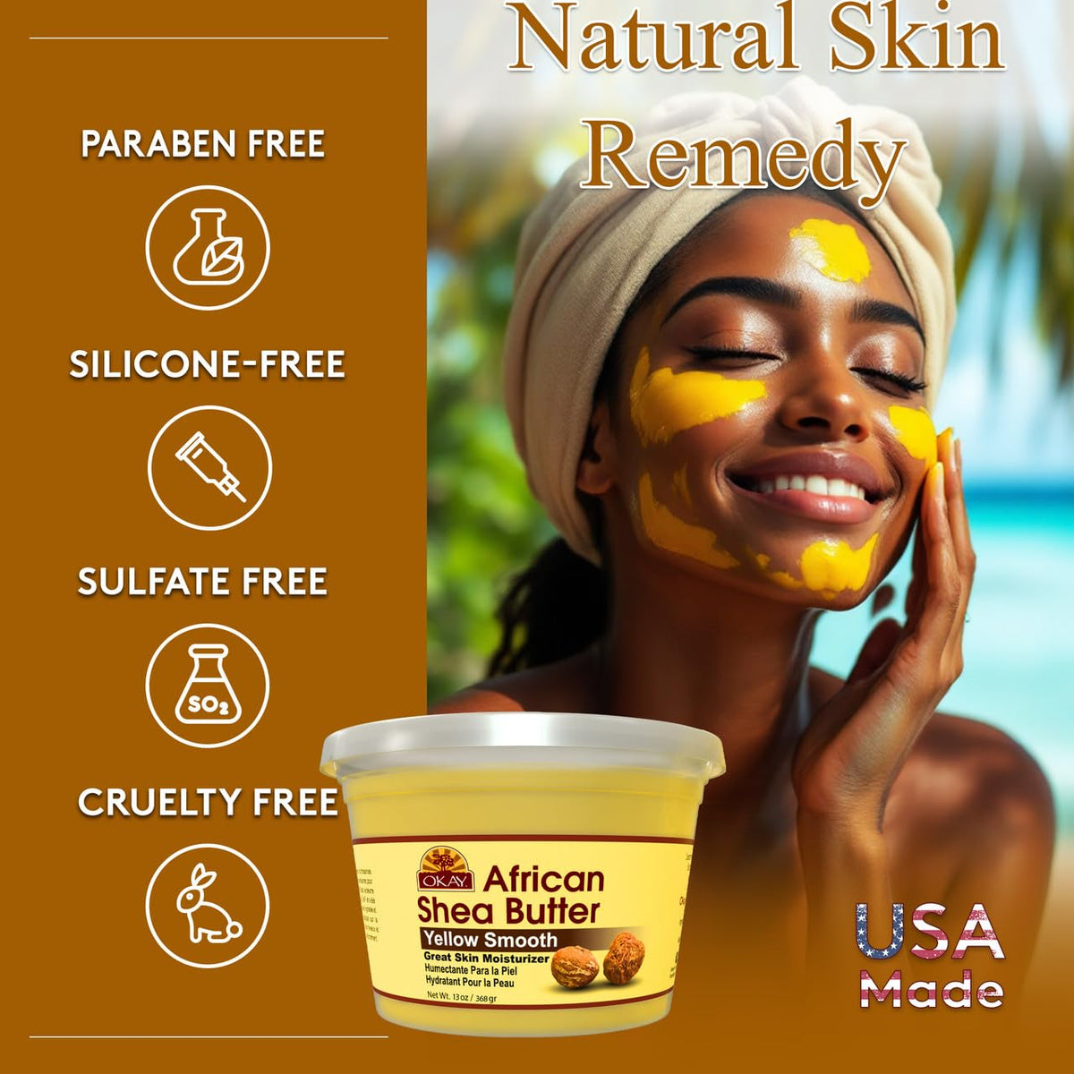 OKAY applying shea butter to hair ends to condition and reduce dryness benefit