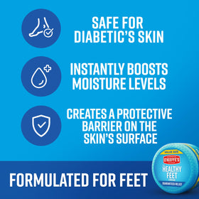 O'Keeffe's before and after feet comparison showing improved hydration