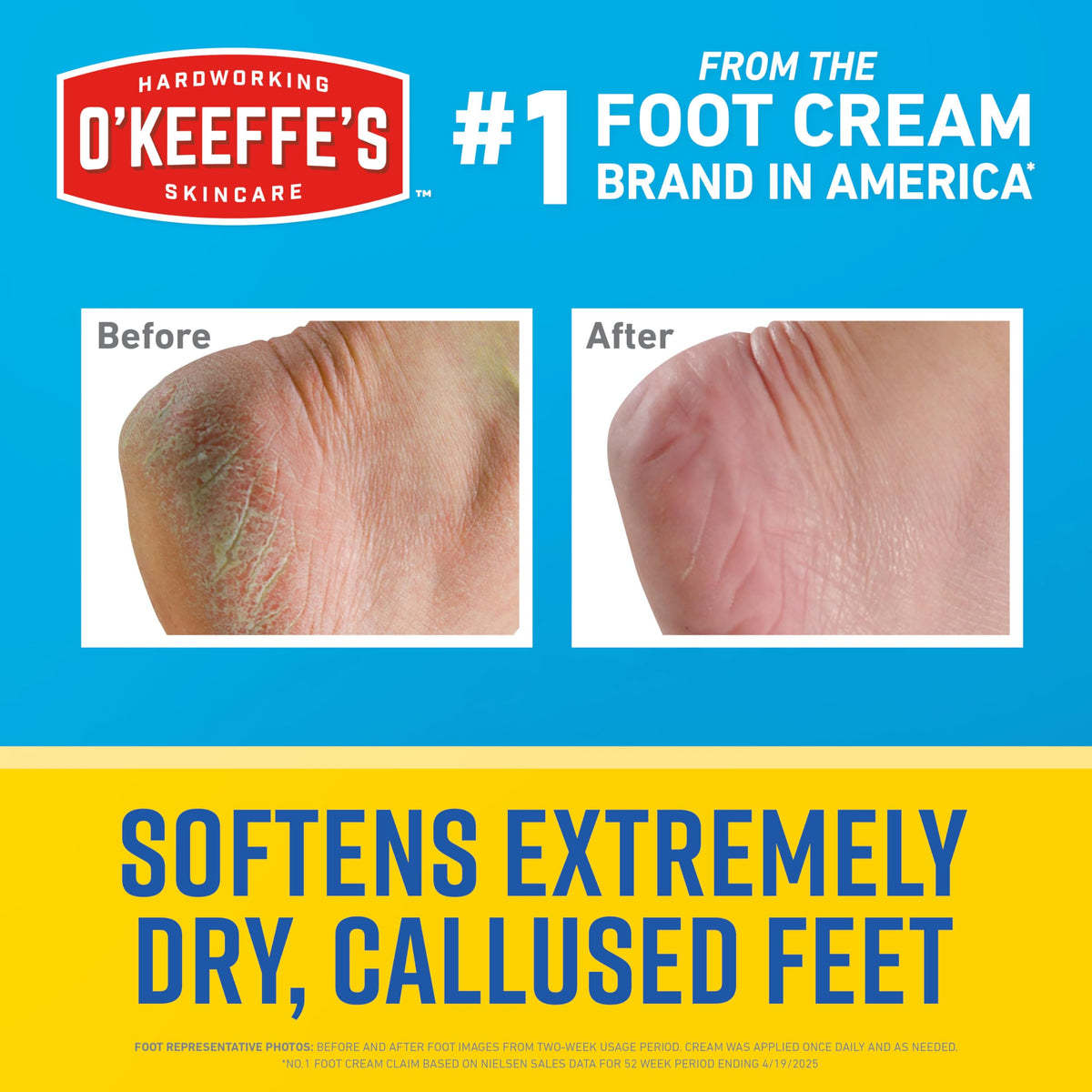 O'Keeffe's close-up label highlighting active ingredients to inform user of exfoliating benefits
