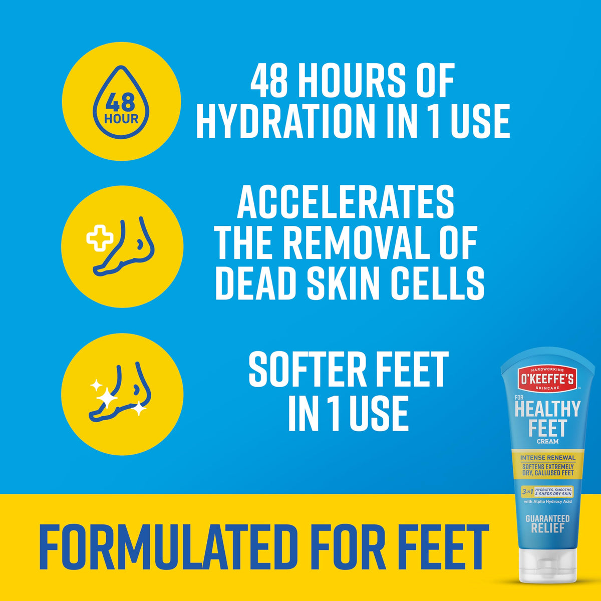O'Keeffe's cream applied to heel demonstrating targeted treatment for dry, callused areas