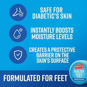 O'Keeffe's cream being applied to heels demonstrating targeted relief