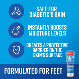 O'Keeffe's being applied to heel demonstrating targeted repair and hydration