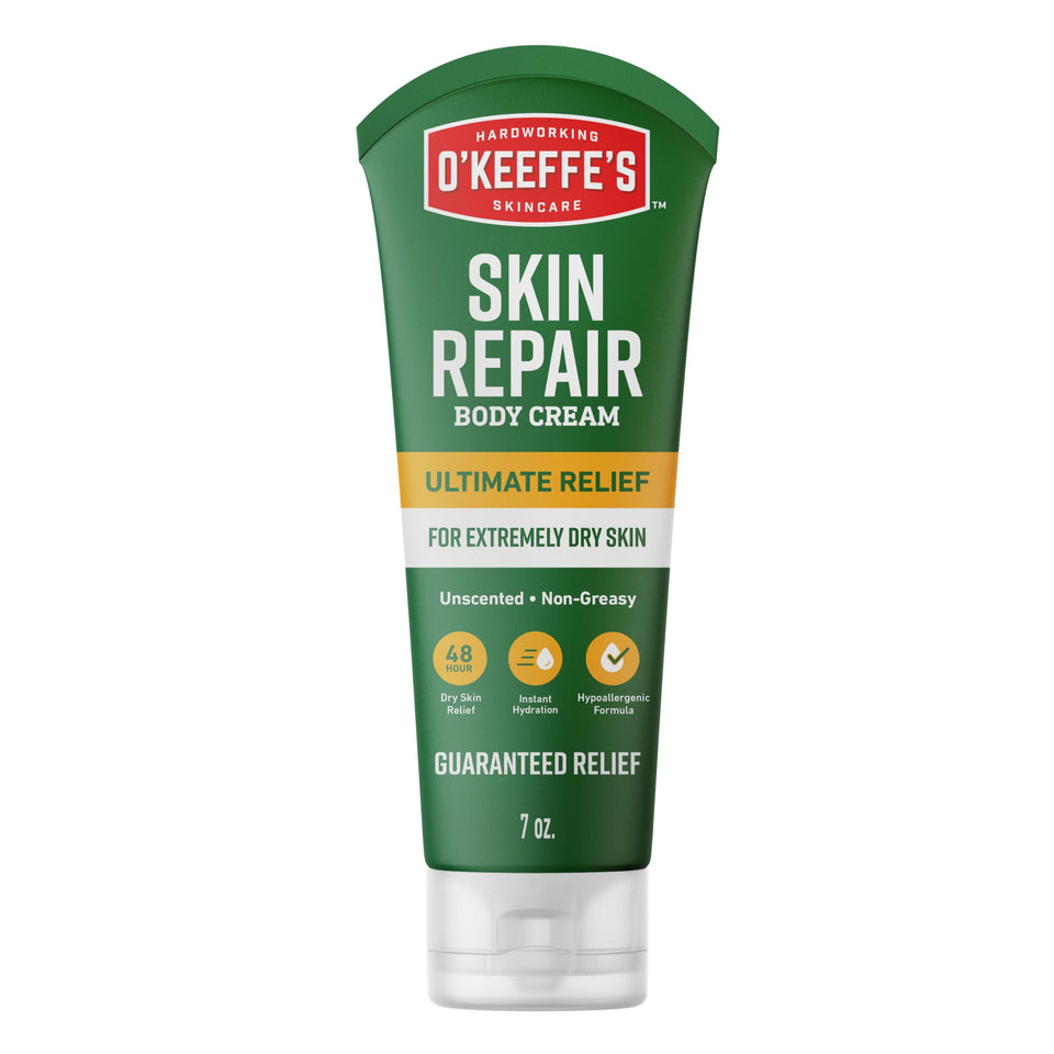 O'Keeffe's front tube showing 7 oz packaging and clear branding benefit: easy identification